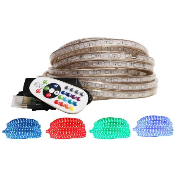 220V RGB LED Strip Light With Power Supply & End Caps, 1 Metre