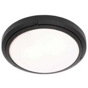 BRIGHT STAR BH057 Black Round Bulkhead, 2 x 60W, E27, PVC, Die Cast Aluminium