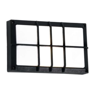 BRIGHT STAR BH076 Black Bulkhead With Grid Cover, 15W, E27, Die Cast Aluminium