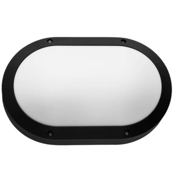 BRIGHT STAR BH091 Matt Black Oval Bulkhead, 11W, E27, Die Cast Aluminium