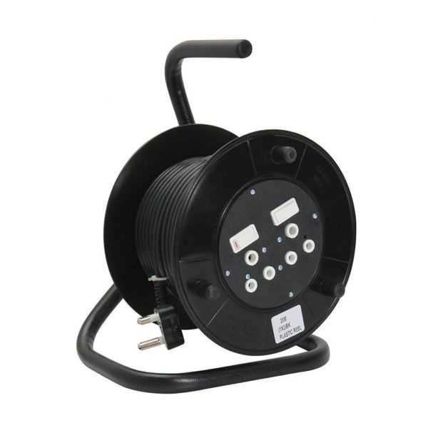 EUROLUX 20m Extension Reel, 2 x 10A, Black