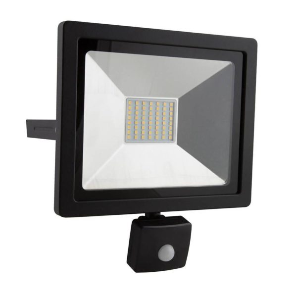 EUROLUX 30W LED Floodlight With Motion Sensor, 4000K, Black