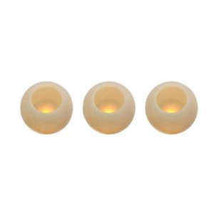EUROLUX 3Pcs LED Ball Shaped Candles With Rustic Surface, Ivory