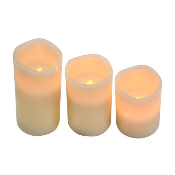 EUROLUX 3Pcs LED Flameless Candles With On/Off Remote, Ivory