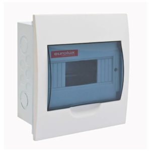EUROLUX 8 Way Din Rail Distribution Board, Steel, Flush Mounted
