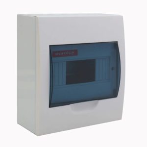 EUROLUX 8 Way Din Rail Distribution Board, Steel, Surface Mounted