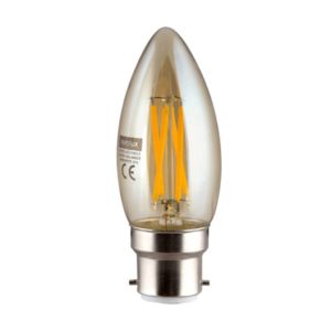 EUROLUX Amber LED Filament Candle, B22, 4W, Warm White