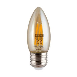 EUROLUX Amber LED Filament Candle, E27, 4W, Warm White