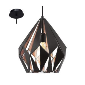 EUROLUX Carlton P703BC Pendant, 1 Light, Black & Copper