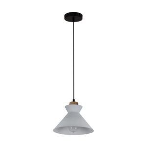 EUROLUX Charlotte P980W Pendant, 1 Light, White & Wood
