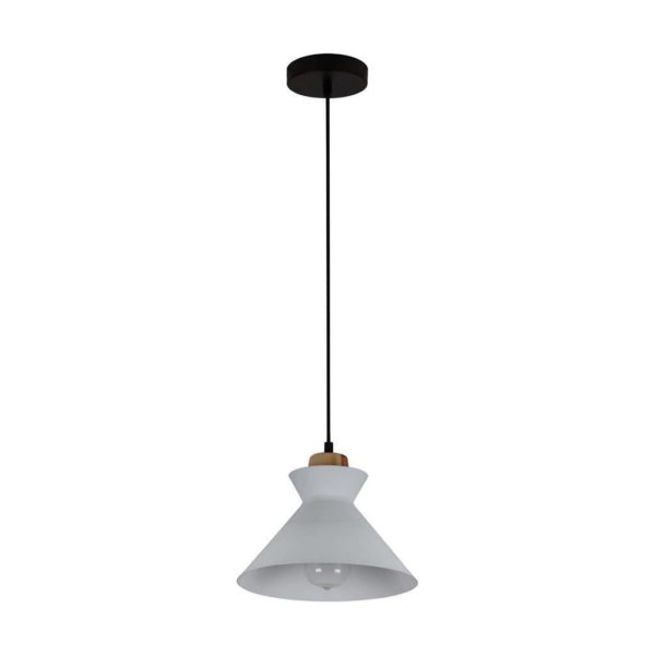 EUROLUX Charlotte P980W Pendant, 1 Light, White & Wood