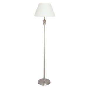 EUROLUX FL120SC Floor Light With Foot Switch, E27, 60W, Satin Chrome Base, Cloth Shade