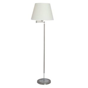 EUROLUX FL121CSC Floor Light With Extendable Arm, E27, 60W, Satin Chrome Base, Cloth Shade