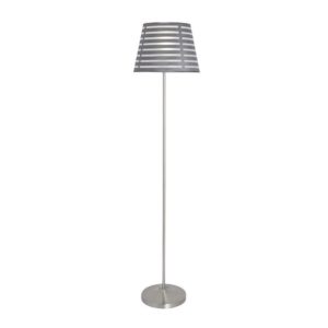 EUROLUX FL131 Floor Light, E27, 60W, Satin Chrome Base, Silver Fabric Slatted Shade