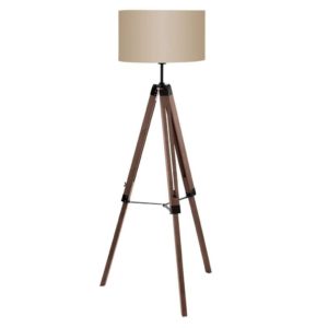 EUROLUX FL191NB Lantada Floor Light, E27, 60W, Natural Wood Base, Beige Shade