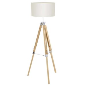 EUROLUX FL191NT Lantada Floor Light, E27, 60W, Natural Wood Base, Nut Taupe Shade