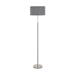 EUROLUX FL205 Romano Floor Light, 24W LED, Satin Chrome Base, Grey Fabric Shade