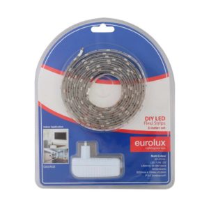 EUROLUX G805RGB DIY LED Strip With Sensor & Remote, 3 Metres, 12V, RGB (Red/Green/Blue)