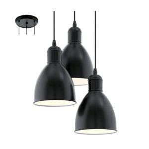 EUROLUX Priddy P696B Pendant, 3 Lights, Black