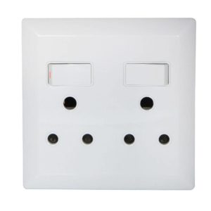 EUROLUX Recessed Plastic Wall Socket, 2 x 16A, 100mm x 100mm