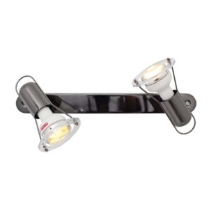 EUROLUX S21GM Mini Disc Spot Light With Bar Mount, 2 x E14, 40W, Gun Metal