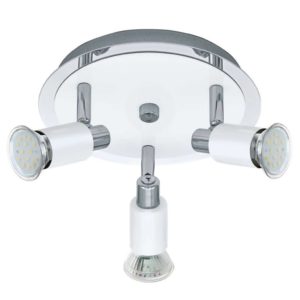 EUROLUX S420 Eridan Round LED Spot Light, 3 x GU10, 5W, Satin Chrome & White