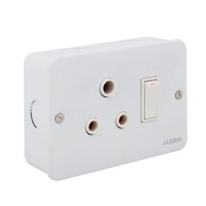 EUROLUX Stainless Steel Industrial Wall Socket, 1 x 16A, 83mm x 119mm