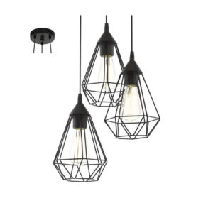 EUROLUX Tarbes P691 Pendant, 3 Lights, Black, 310mm x 264mm