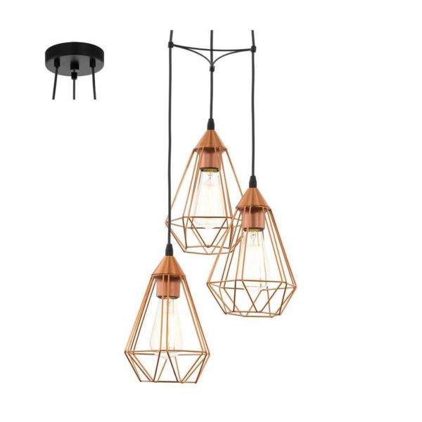 EUROLUX Tarbes P691C Pendant, 3 Lights, Copper, 310mm x 264mm