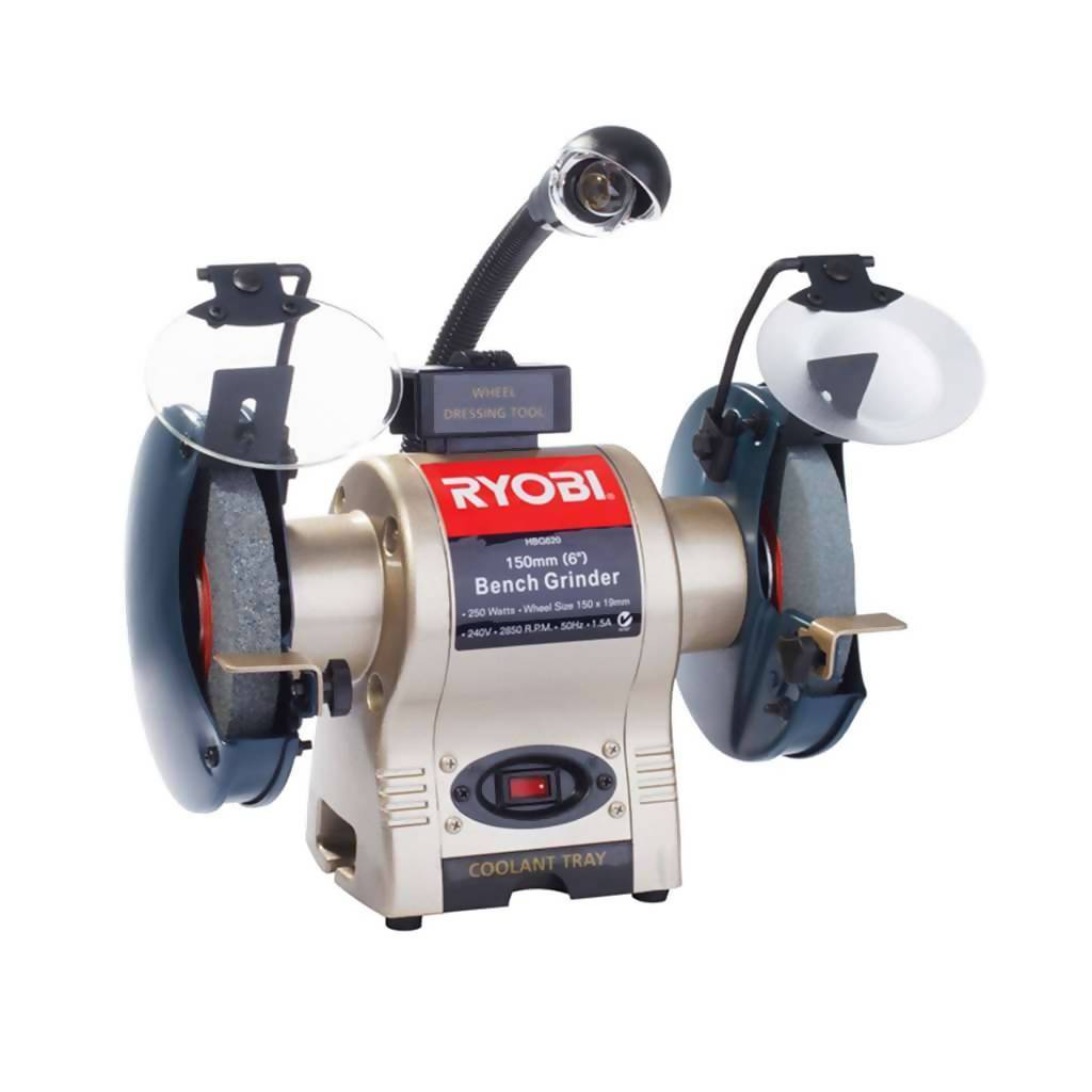 RYOBI Corded Bench Grinder, HBG620, 150mm, With Light & Wheel Dresser