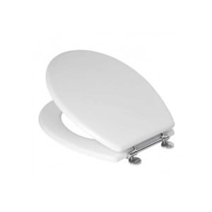 Toilet Seat with Chrome Bar Hinge, MDF, Triumph, White