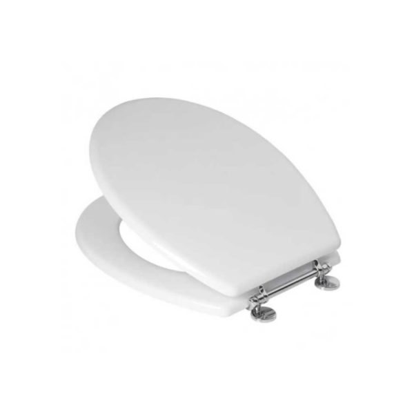 Toilet Seat with Chrome Bar Hinge, MDF, Triumph, White