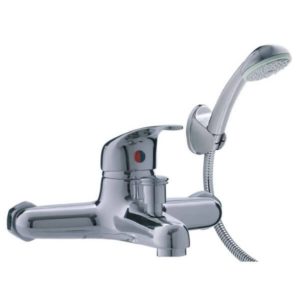 Amber Bath Mixer Faucet with Hand Shower, Chrome Plated DZR Brass