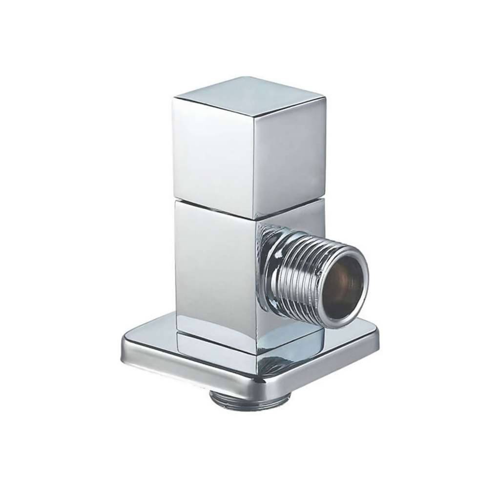 BIJIOU Square Rosette Angle Valve, 15mm, Chrome Plated Solid Brass
