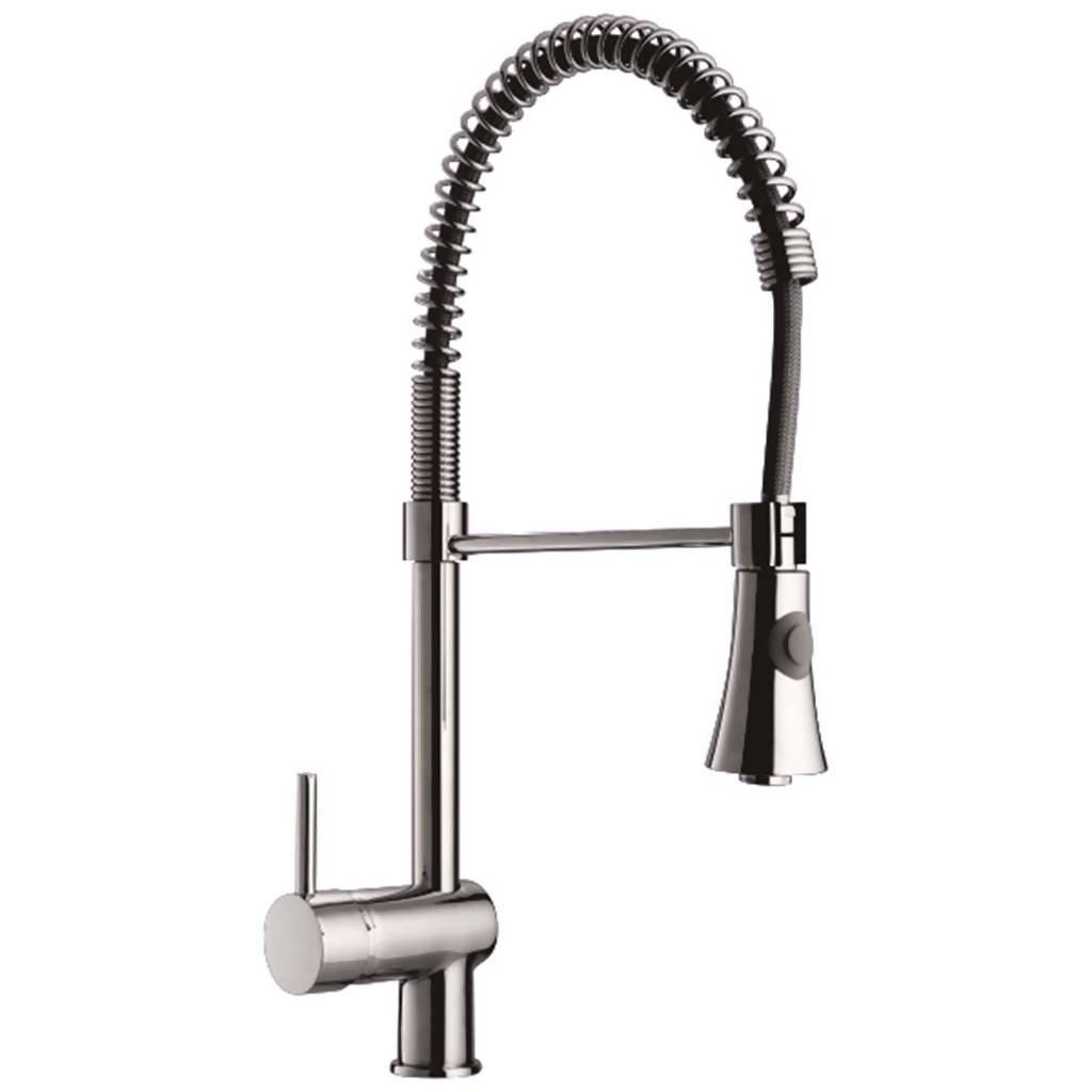 Braddan High Rise Spring Kitchen Sink Mixer, Stainless Steel