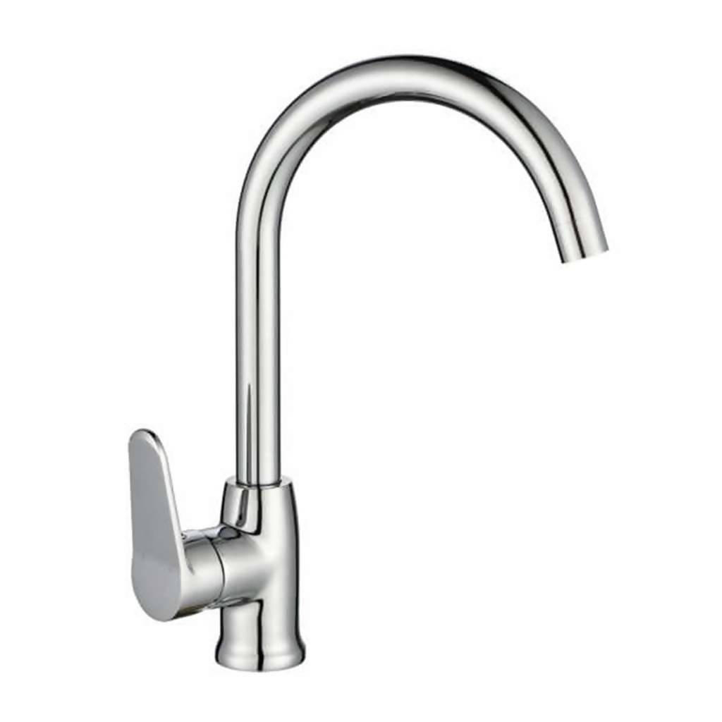 Crystal Deck Type Sink Mixer, P-Shape Swivel Spout, Chrome Plated DZR Brass