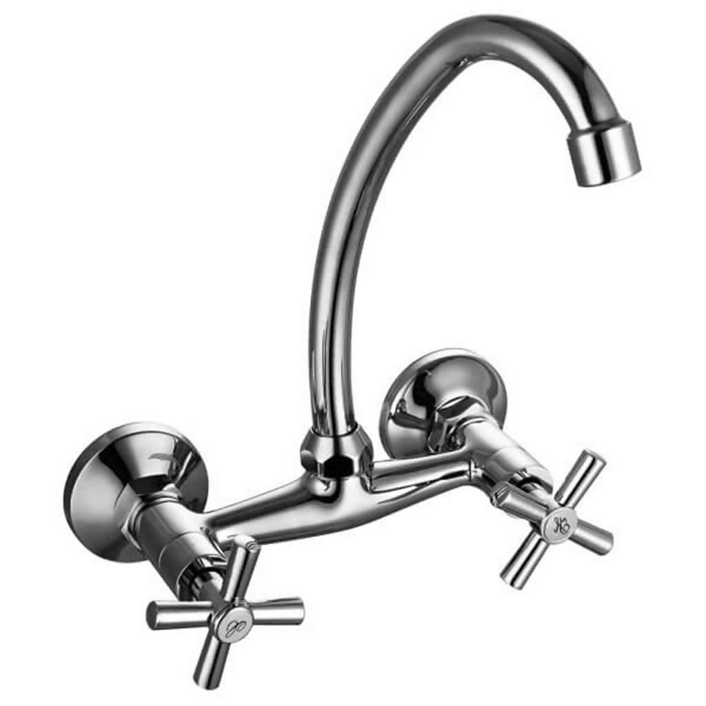 Polar Wall Mounted Sink Mixer with Swivel Spout, Chrome Plated DZR Brass